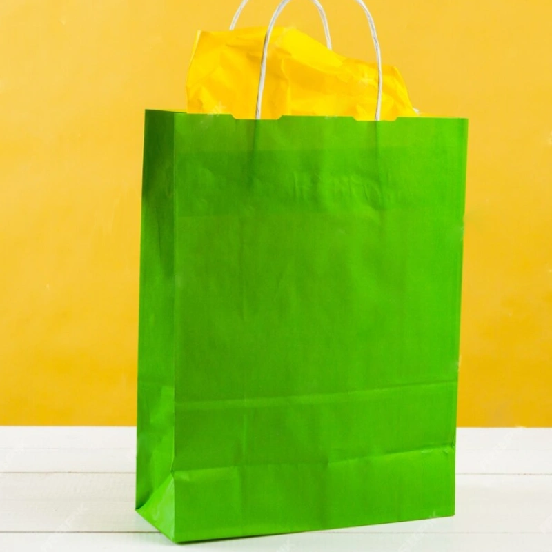 товар Бумажный крафт пакет с кручеными ручками, салатовый, 260*150*350 мм, 80 г/м2 LGKPK026